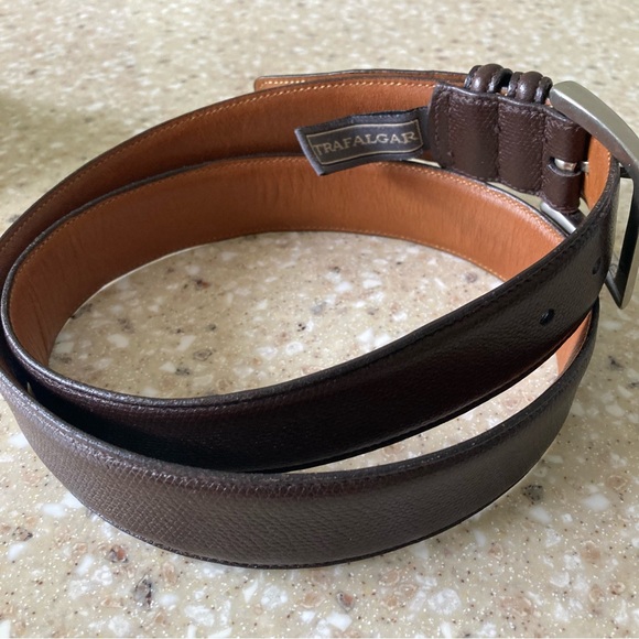 Trafalgar Brown Leather Belt Stainless Steel Buckle